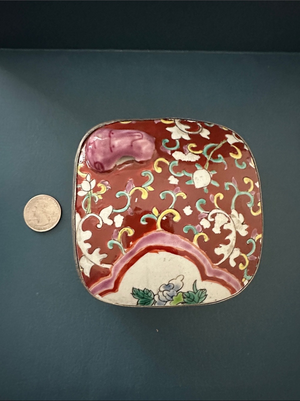 RARE Vintage Chinese Porcelain Vase Trinket Box